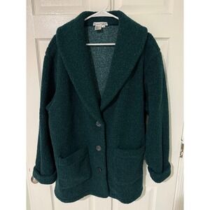 WinterSilks Womens Medium Silk Lined Sherpa Fleece Jacket Forest Green Cardigan